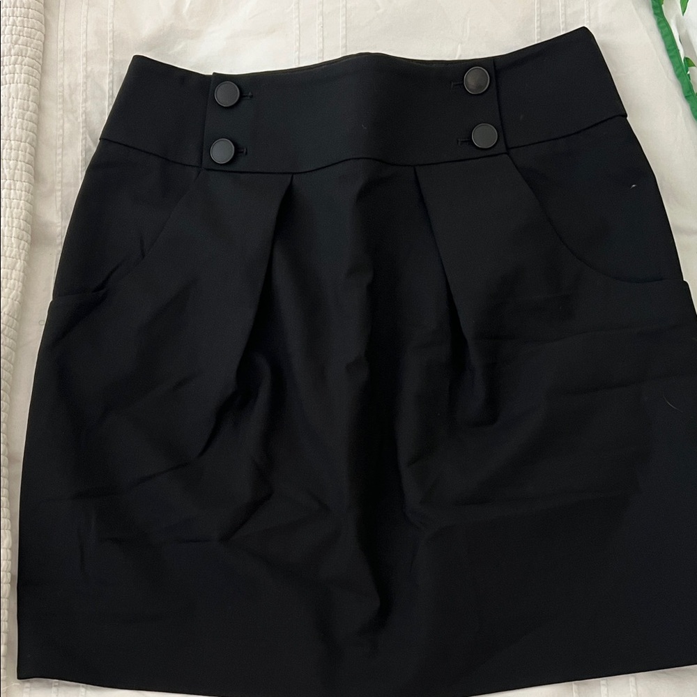 Theory Black Skirt with Button Detail